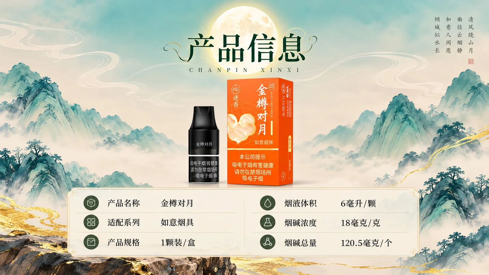 迷睿金樽对月国标烟弹产品参数